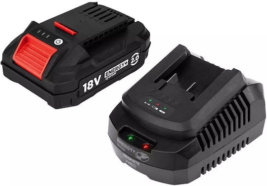 Graphite Σετ Μπαταρίας Λιθίου Χωρητικότητας 2Ah 18V με Φορτιστή Energy+