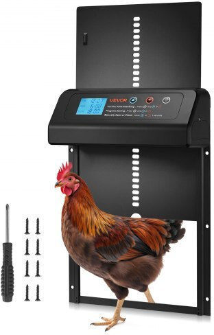 Automatic Chicken Coop Door Vevor Chicken Coop Door Battery Timer Manual Adjustment Anti-Pinch Safety Durable Aluminum Alloy Automatic Door Opener Chick Run Waterproof Seal Black