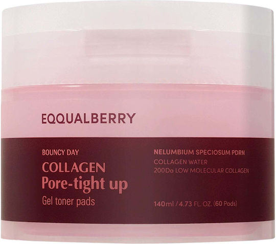Eqqualberry Collagen Pore Tight Up Facial Toner Pads With Centella Asiatica & Niacinamide 60 Pieces