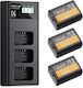 K&f Np-fw50 Camera Battery 1100mah 3-pack + Charger Lcd Display Charger Set