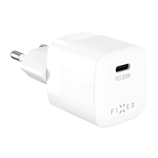 Fixed Φορτιστής Χωρίς Καλώδιο με Θύρα USB-C 20W Power Delivery Λευκός (Mini)