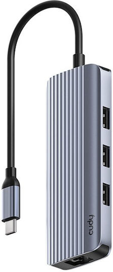 Cudy Hub 6 Porturi USB 3.2 cu Conectare USB-A Ethernet Gri