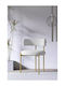 Set of 6 White Fabric Dining Chairs with Matte Gold Base 46cm