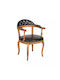 Classic Leather Office Armchair Wooden Frame Black Vintage Style