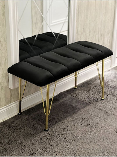 Samt Bank Mit Metallischen Goldfarbenen Beinen 90x38x47 cm Samt Bank Mit Metallischen Goldfarbenen Beinen 90x38x47 cm