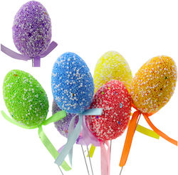 Easter Eggs On Wire Stick Colorful Patterns Rib...