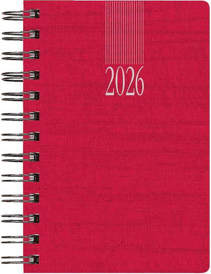 Diary Spiral Theofylaktos 2026 Daily 16.6x24cm Kashmir Wire-o Red 708c1.d59