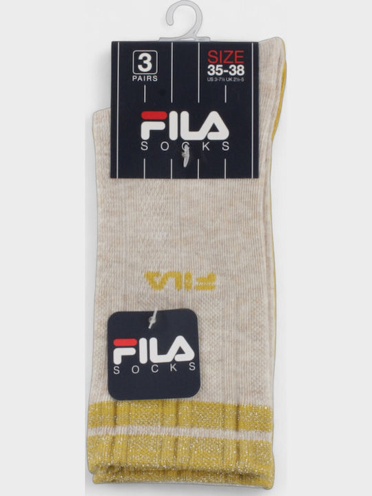 FILA Kids' Socks Sport Beige, Yellow, Light Blue 3 Pairs