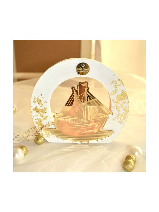 LiebeQueen Handmade Tabletop Lucky Charm Boat Gold made of Wood 1pcs