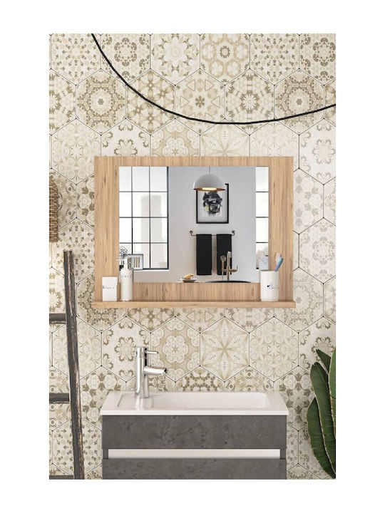 Badezimmerspiegel Holzregal Natürliche 60x45 cm