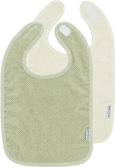 Meyco Bib from 100% Cotton with Hoop & Loop Fastener Natural, Soft Olive 2pcs