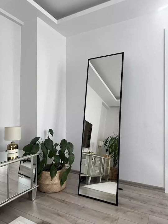 SteweHome Floor Mirror With Black Metal Frame 180x50cm