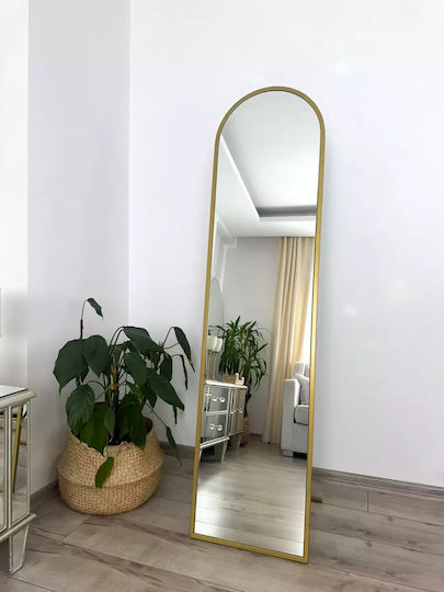 SteweHome Oglindă Arcuită cu Cadru Metalic Aurit 160x40cm