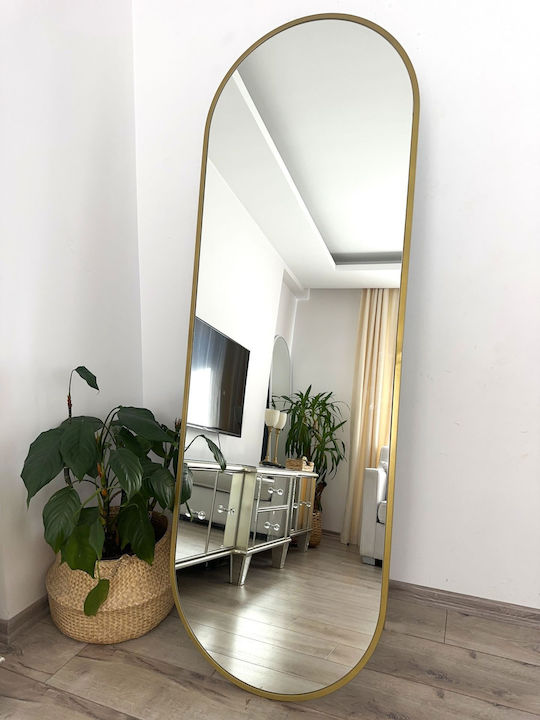 SteweHome Καθρέπτης Οβάλ με Χρυσό Μεταλλικό Πλαίσιο 180x60cm