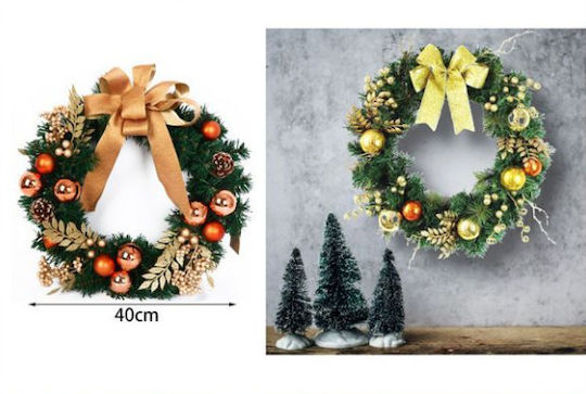 Coroană de Crăciun pentru Decorațiuni 40cm Inel din Viță de Vie din PVC cu Lumini