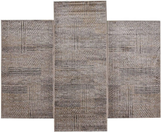 Polcarpet Cairo Giza 44002 Σετ Μοντέρνα Χαλιά Κρεβατοκάμαρας Brown Polcarpet 3τμχ