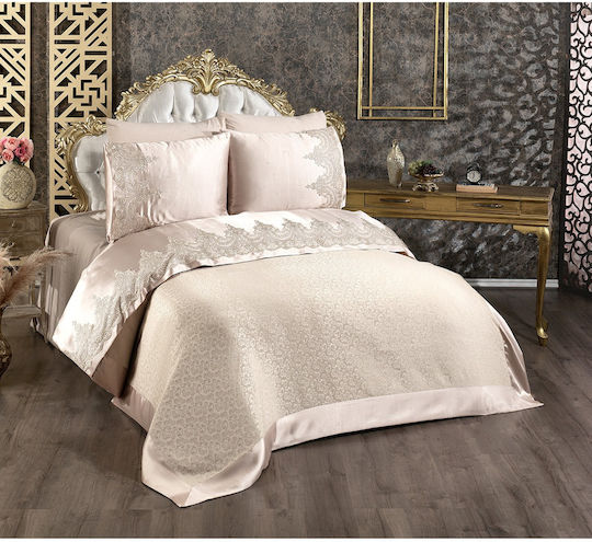 Set Huse Pentru Pilote “diana” Dantelă Franceză Bej 230 X 240cm