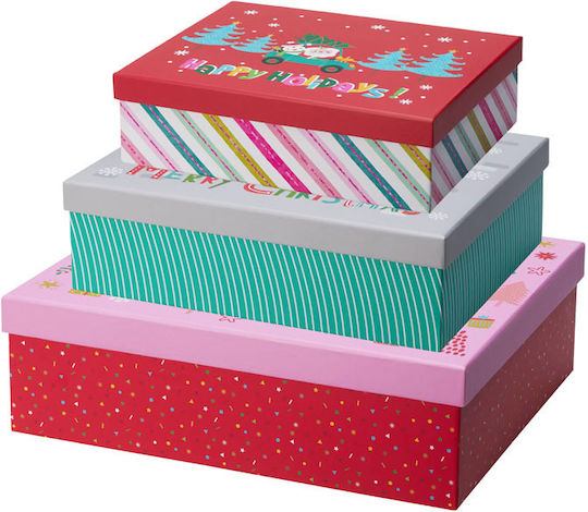 Paper Christmas Gift Box 36.2x11x29.5cm 3 Pieces (Miscellaneous Colours)