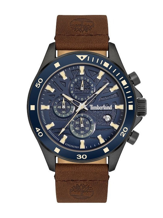Timberland Ανδρικό Ρολόι Μπαταρίας με Καφέ Δερμ...