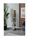 Rustic Industrial Floor Lamp Wooden Shelves – Black Metal & Warm Light 25x25x135cm