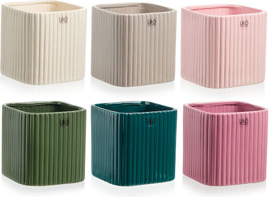Fankon Flowers Planter Ceramic Multicolour 10.5x10.5x10.5cm.