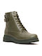 Leder Stiefeletten Damen Grün