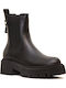 Leather Women's Chelsea Boots with Medium Heel Black