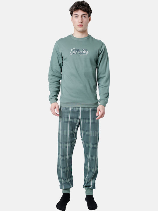 Dreams by Joyce Men's Winter Pajamas Set Khaki