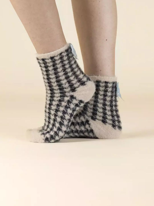 Noidinotte Women's Socks Beige Check