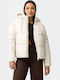 Κοντό Γυναικείο Puffer Μπουφάν για Χειμώνα White