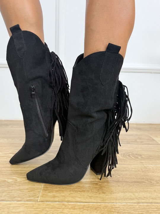 Ideal Shoes Γυναικείες Μπότες Cowboy Μαύρες