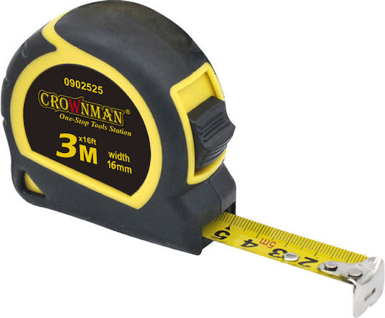 Crownman Tape Measure with Auto-Rewind 16mm x 3m