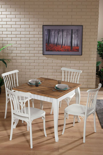 SteweHome Esszimmermöbel-Set Mit Holzoberfläche Und Kunststoffrahmen 4 Klassische Stühle 90x75x90cm