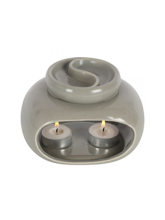 Double Aromatherapy Essential Oils & Wax Melt Oval Grey 16cm