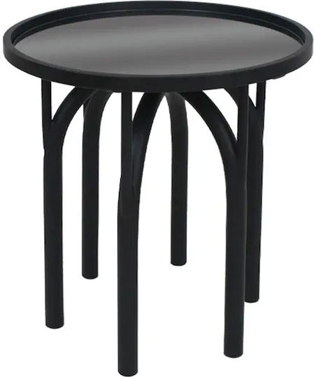 Masă Laterală Rotundă Mese De Cafea Din Sticlă Neagră Mată M45xL45xÎ55cm