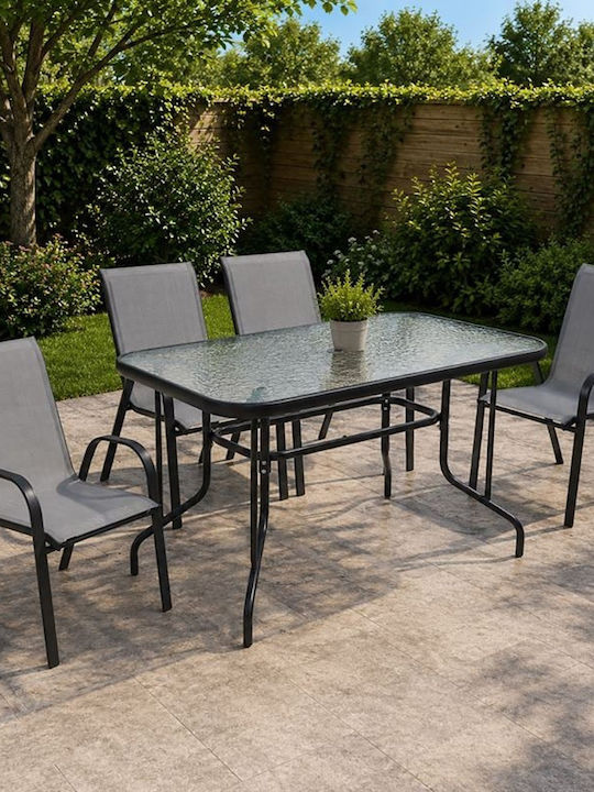 Set De dining pentru exterior Rio Black, Grey 4buc