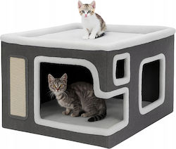 Zola 2-level Multifunctional Cat House Soft Bed Scratching Area Hanging Toy 60 X 43 X 33 Cm Gray