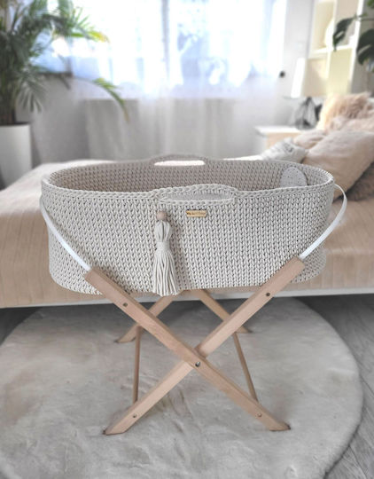 Boho Moseskörbe Handgefertigter Ständer Ecru