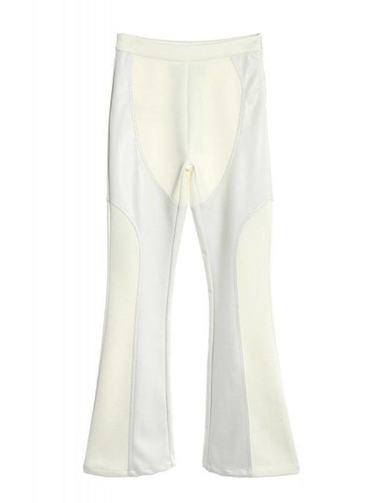 Mod Wave Movement Women's Fabric Trousers Ivory