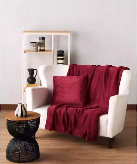 Kentia Stylish Ivanna Κουβέρτα Sherpa Καναπέ 130x170εκ. Κόκκινη