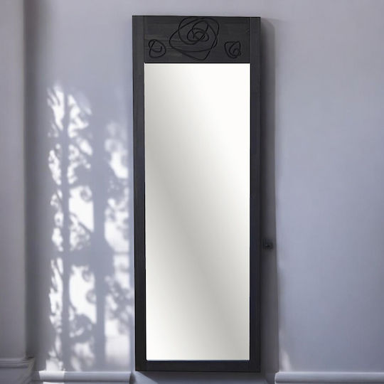 SteweHome Floor Mirror with Black Wooden Frame 155x55cm