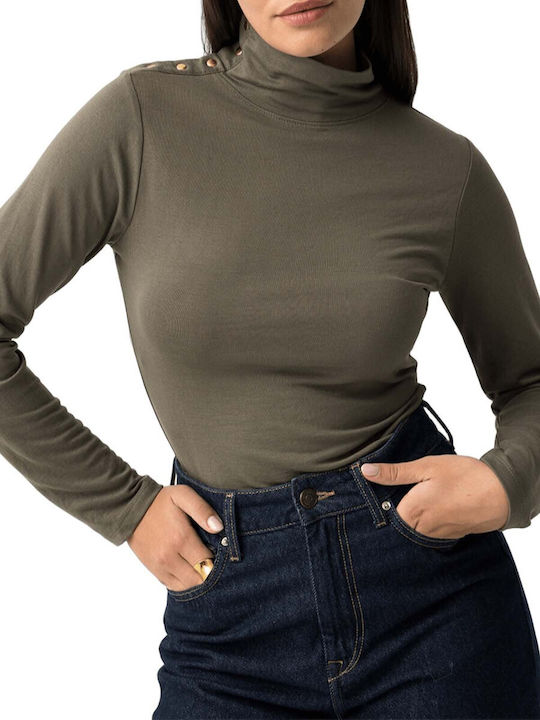 Tiffosi Women's Long Sleeve Turtleneck Top Green
