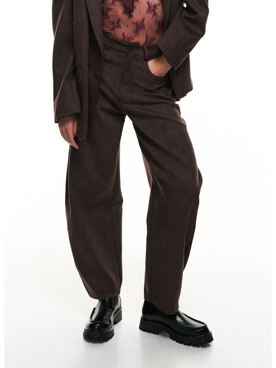 Damen Stoff Hose Marrone