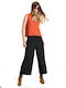 Damen Hoch tailliert Stoff Hose Black