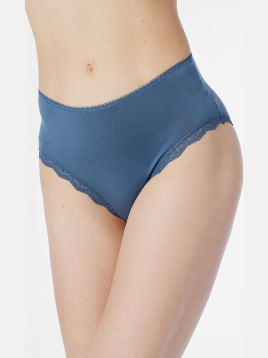 Minerva Hochtailliert Damen Slip Blau