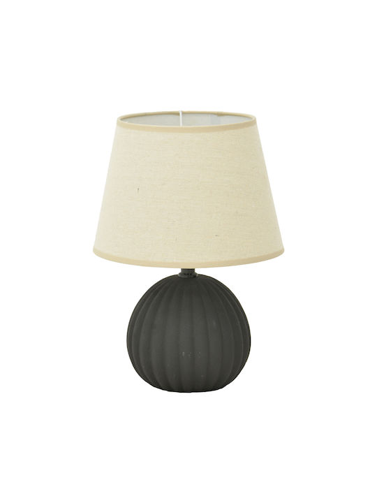 Pakketo Ceramic Table Lamp for Socket E14 with Beige Shade and Black Base