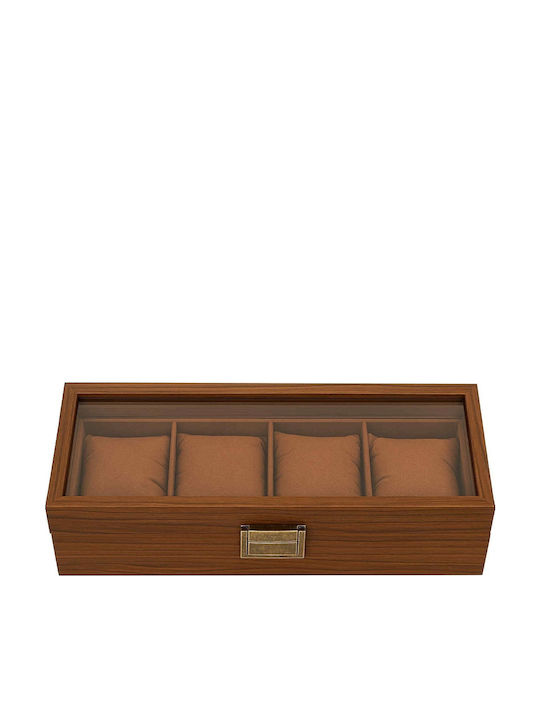 Elegante Hölzernes Box Zur Aufbewahrung Und Organisation Von 4 Uhren Pufo Noble Modell Braune