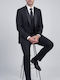 Men's Suit with Vest Slim Fit Black
