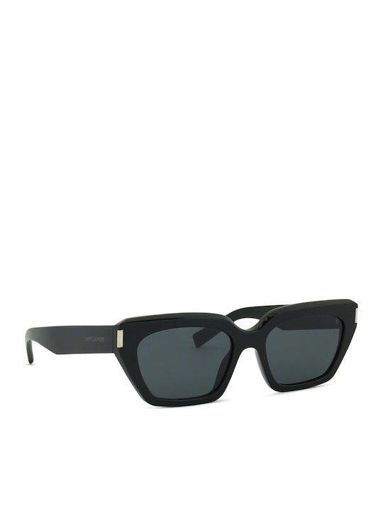 Ysl Women's Sunglasses with Black Plastic Frame and Black Lens