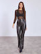Celestino Women's Flared Leatherette Trousers Black